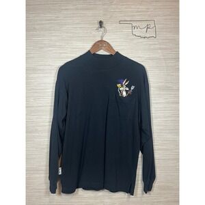 Vintage 90s Looney Tunes Acme Clothing Wile E Coyote Road Runner Mock Neck Med